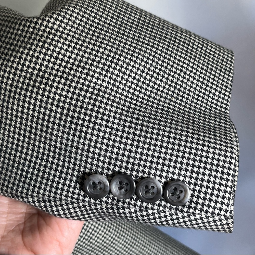 Jack Victor Loretowood Houndstooth Cashmere Blazer Black & White 44L Classic - Picture 7 of 11